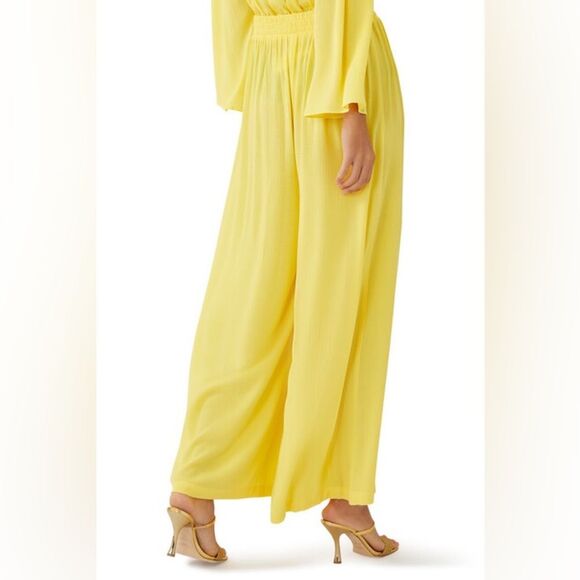 L’Agence Nikita Wide Leg Pants Crepe Plisse Light Maize Rayon Size Large NWT - Picture 4 of 14